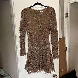 Small Loveriche Brown All Lace Dress With Zipper Back